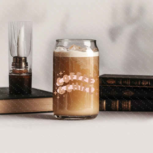 16oz Iced Coffee Glass Cup with Bamboo Lid & Straw #100189