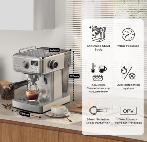 PSH10Plus-WH  20Bar Semi-Automatic Coffee Maker-Cold/Hot Brew with